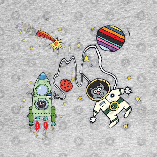 Catstronaut Cats in Space by tropicalteesshop